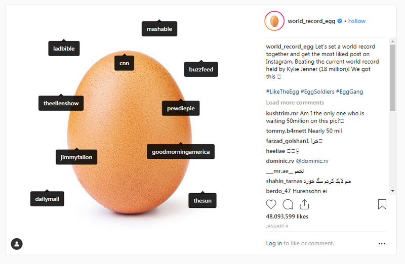 world record Instagram egg photo