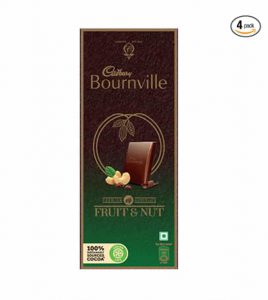 Cadbury Bournville Fruit and Nut Dark Chocolate Bar 80g (Pack of 4)