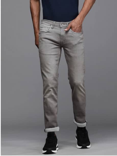 Louis Philippe Jeans Men Grey Slim Fit Low-Rise Heavy Fade Jeans
