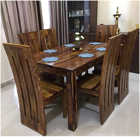Douceur Furnitures - Pure Sheesham Wood Dinning Table 6-Seater